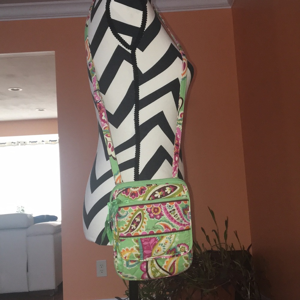 Vera Bradley Green&Pink Cross Body Bag
